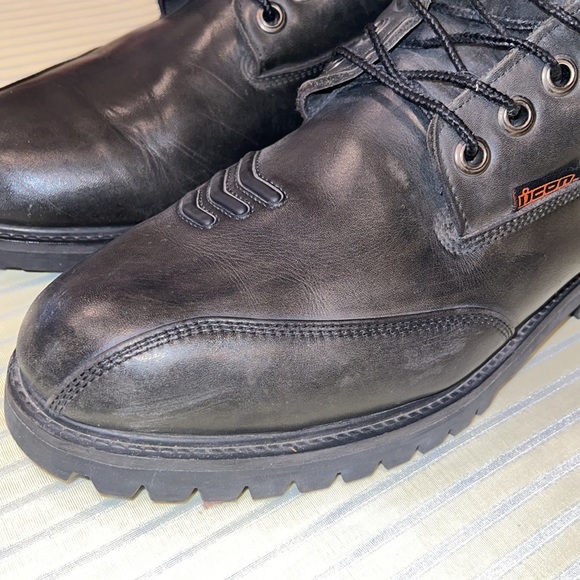 Icon Black Motorcycle Bike Boots Size 14 - Picture 4 of 11